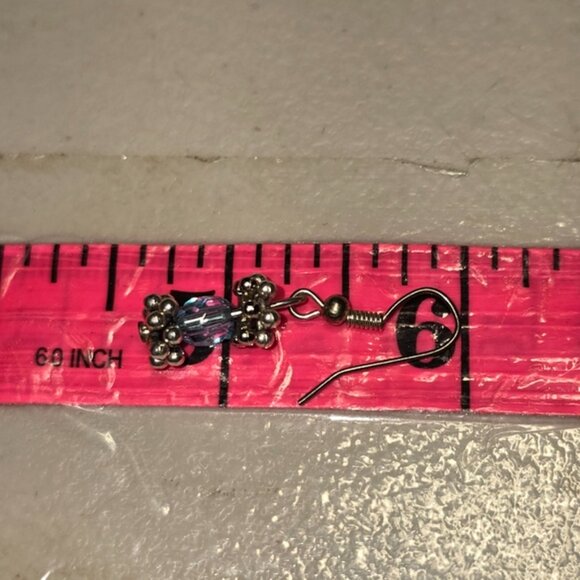 Handmade Blue Faceted Bead Dangle Earrings - Picture 2 of 2